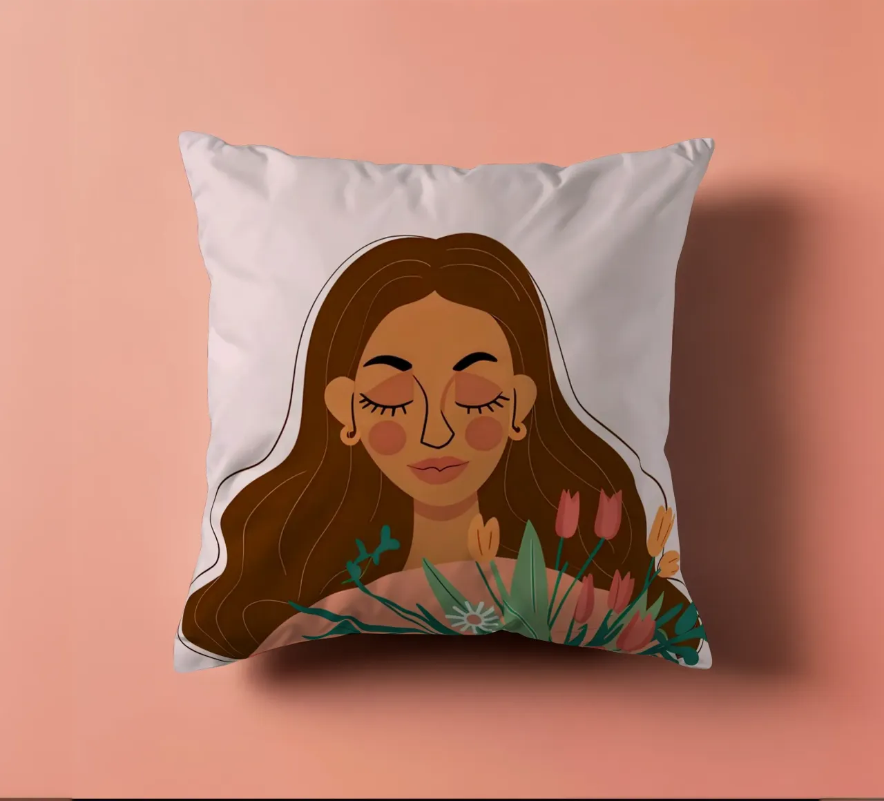 Donna con fiori in mano cuscino da Hollow Years