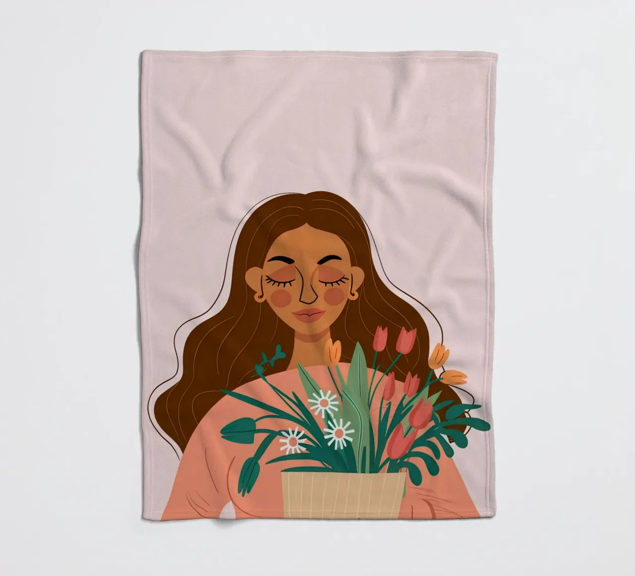 Donna con fiori in mano coperta in pile da Hollow Years