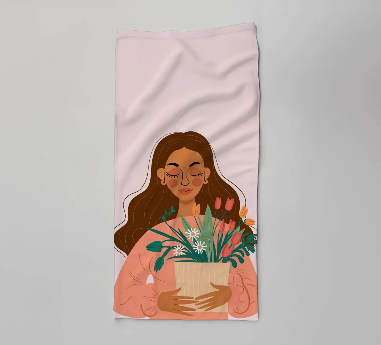 Donna con fiori in mano asciugamano da bagno da Hollow Years
