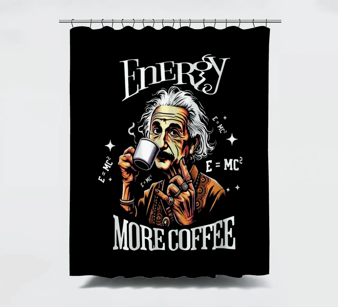 Energy More Coffee shower curtain by Gunawan Rb