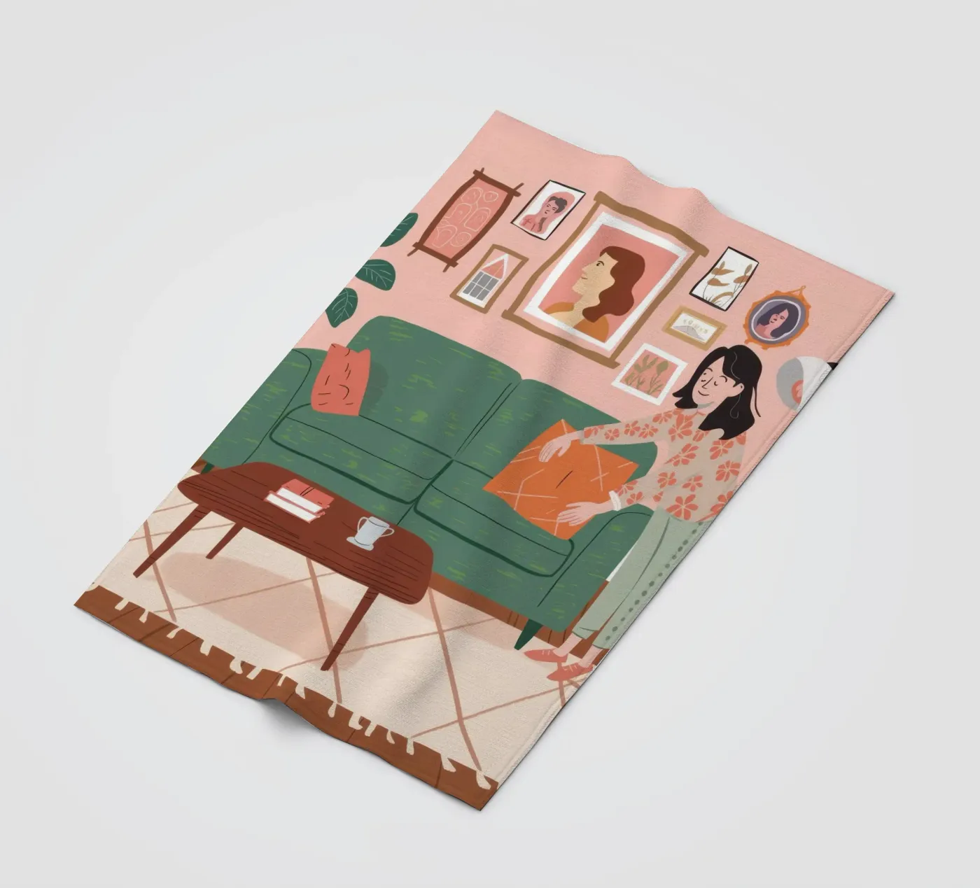 Grünes Sofa Lesen Fleecedecke von Hollow Years