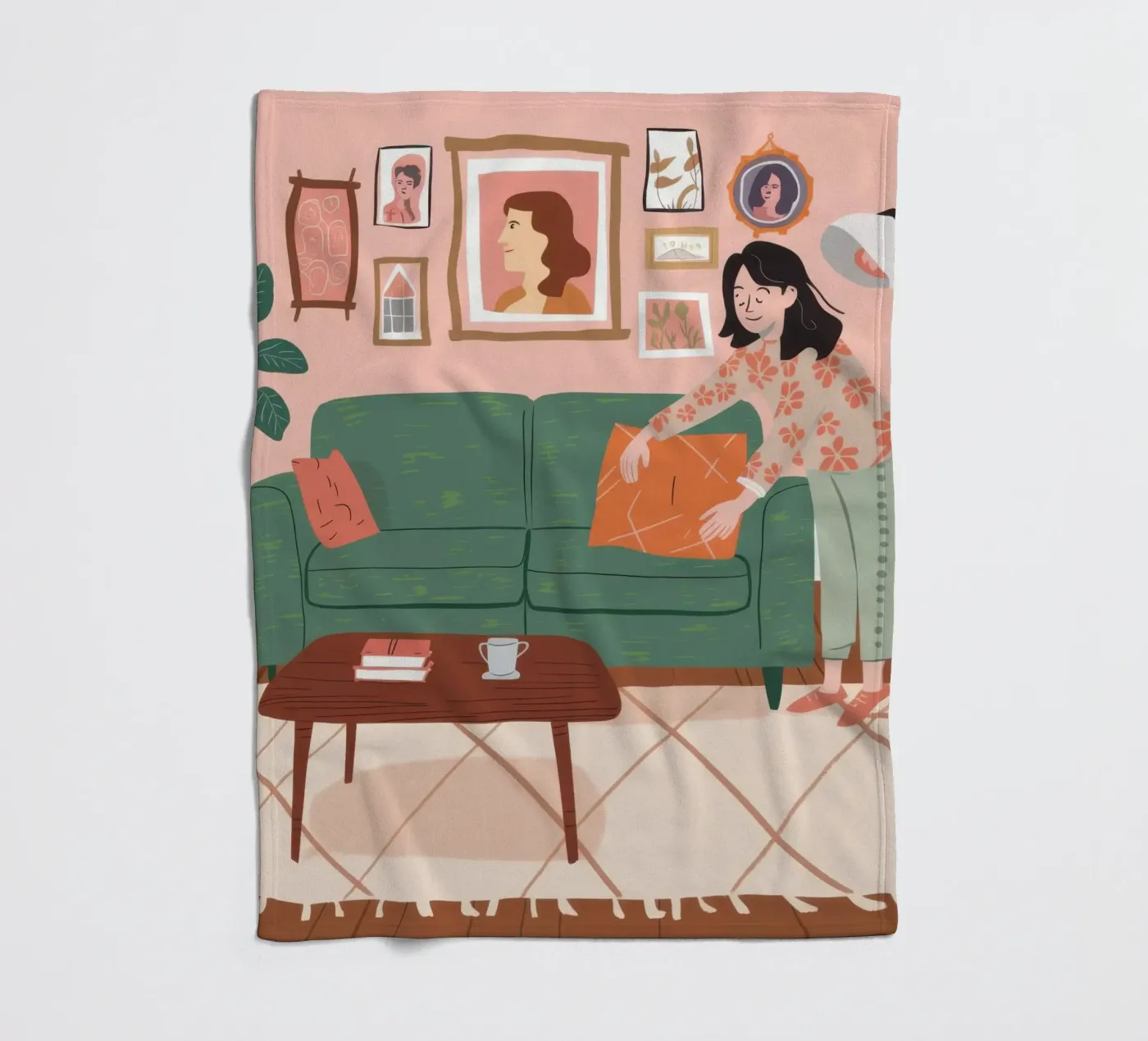 Grünes Sofa Lesen Fleecedecke von Hollow Years