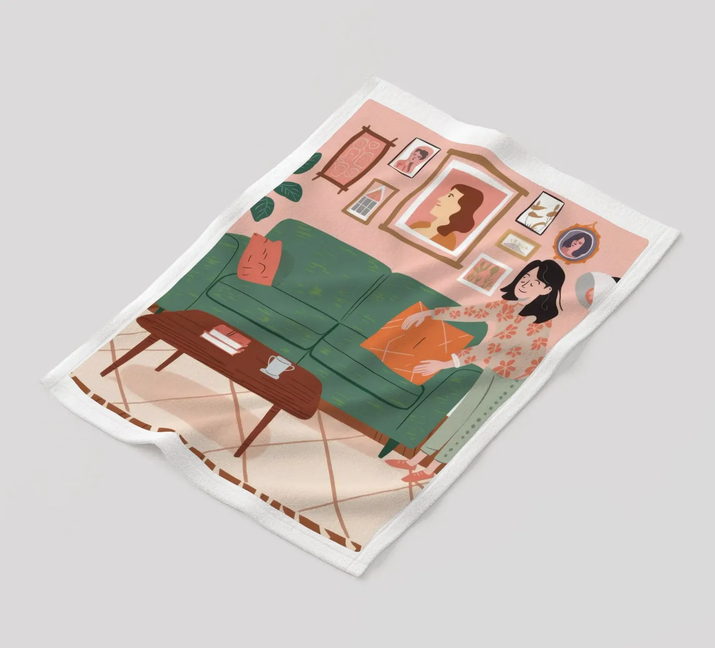 Grünes Sofa Lesen Fleecedecke von Hollow Years