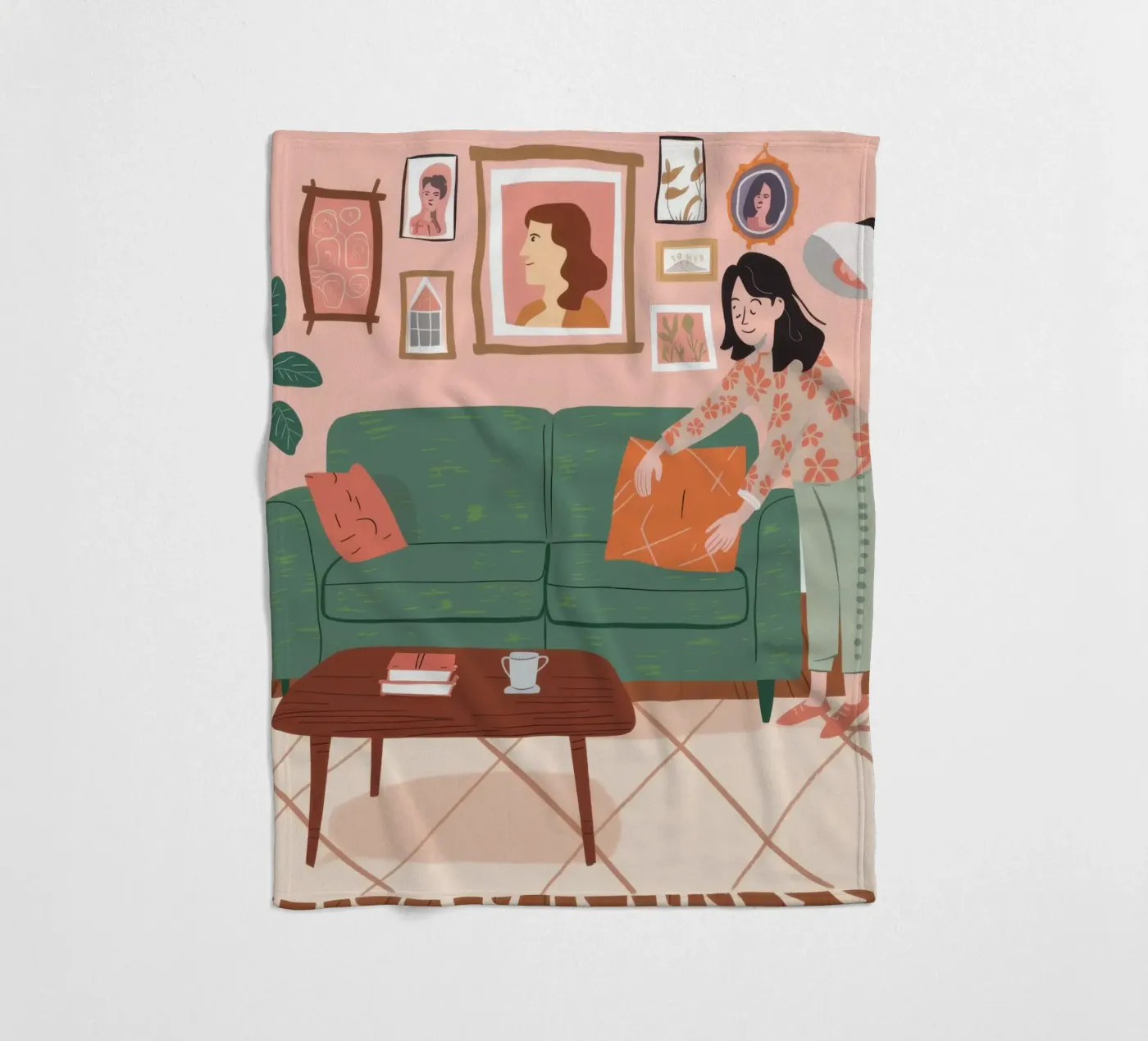 Grünes Sofa Lesen Fleecedecke von Hollow Years