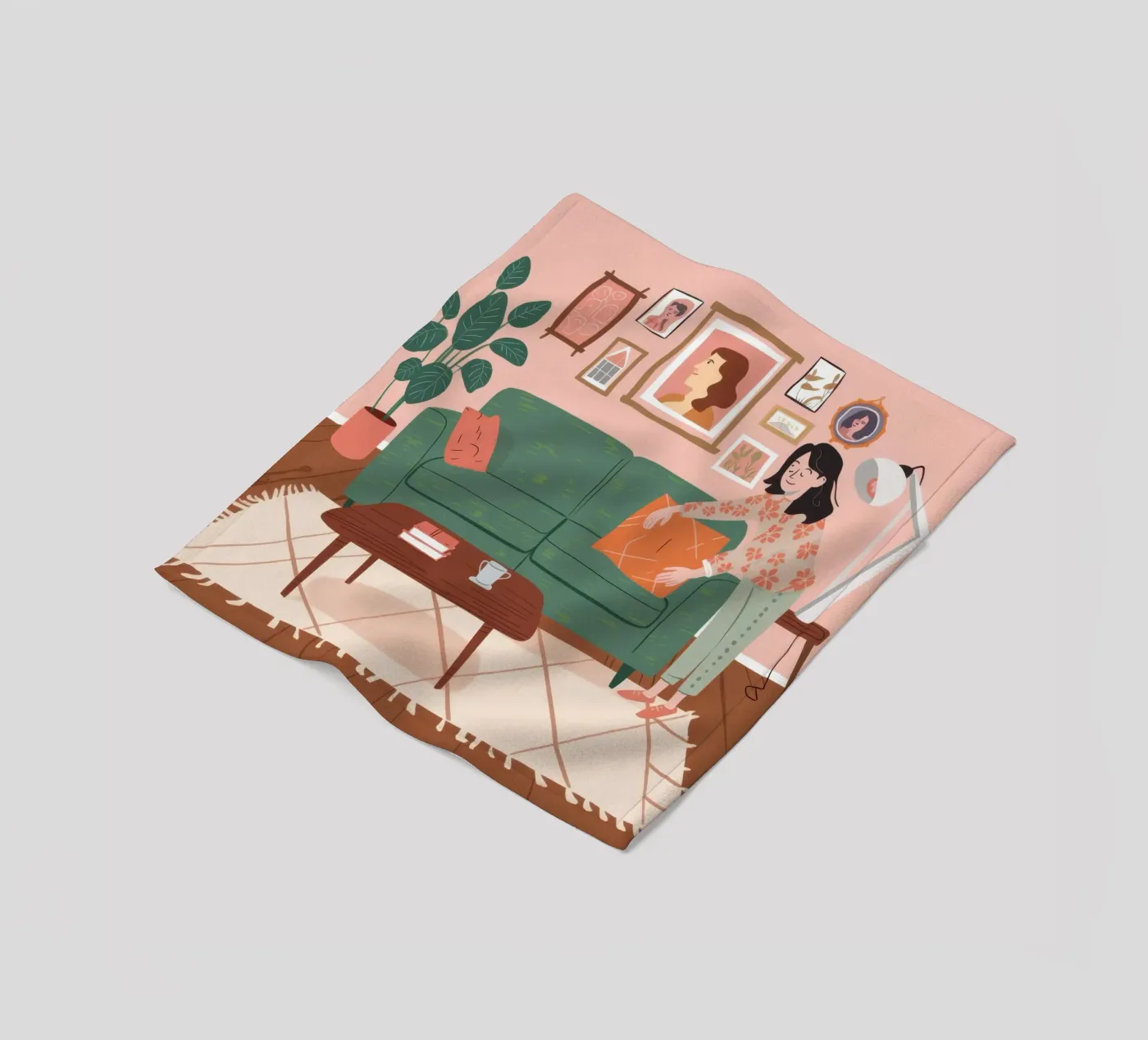 Grünes Sofa Lesen Fleecedecke von Hollow Years