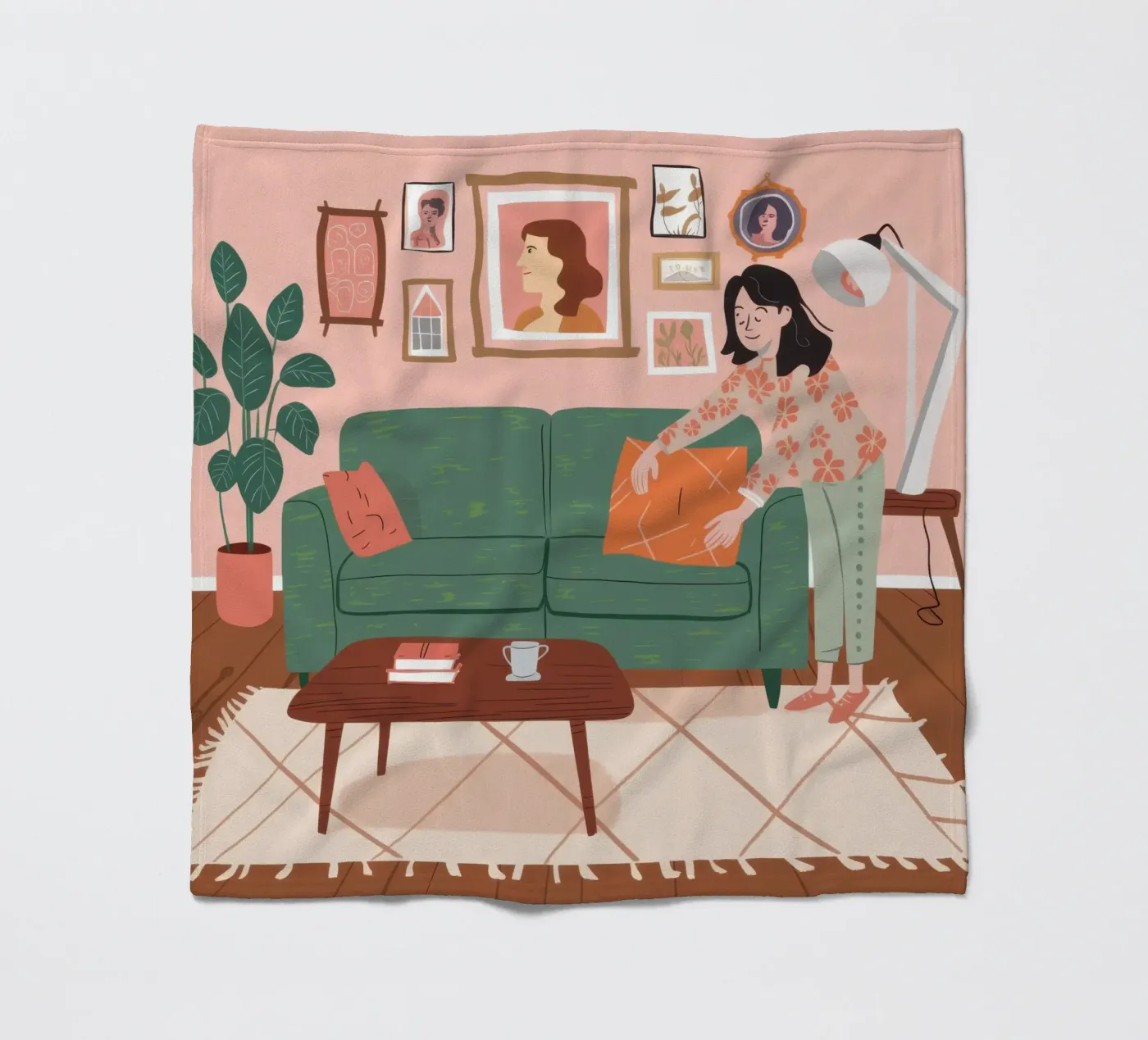 Grünes Sofa Lesen Fleecedecke von Hollow Years