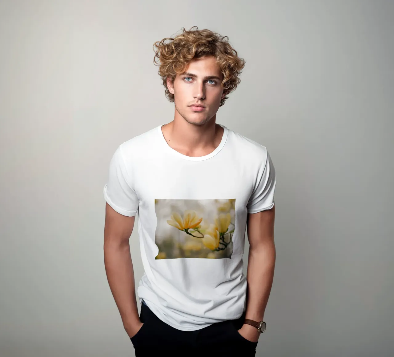 gelbe Blumen Magnolie T-Shirt von Earthly Visions