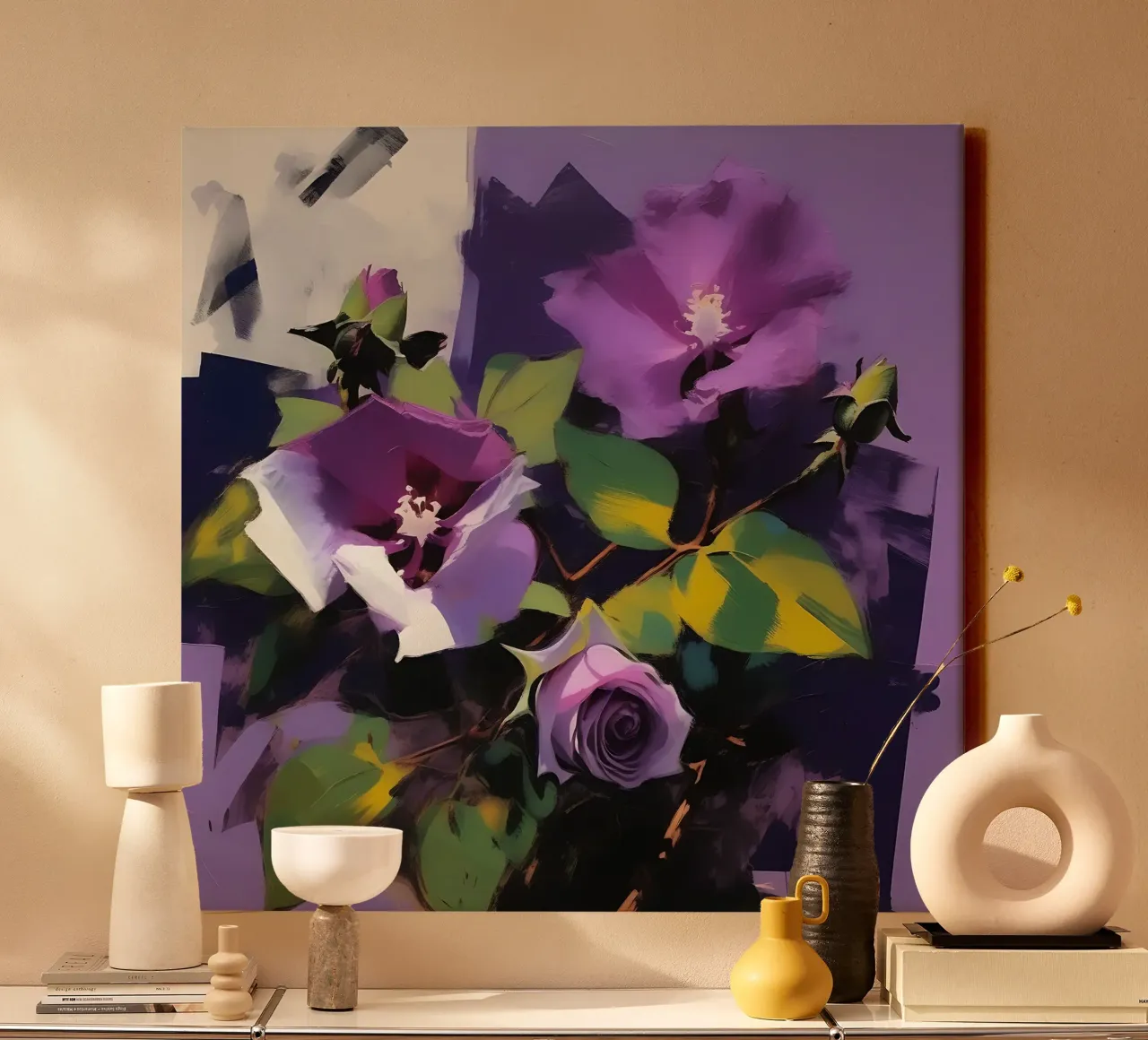 Fiori_viola_1 tela con Cornice a cassetta da Farb- und Blütenzauber by LK