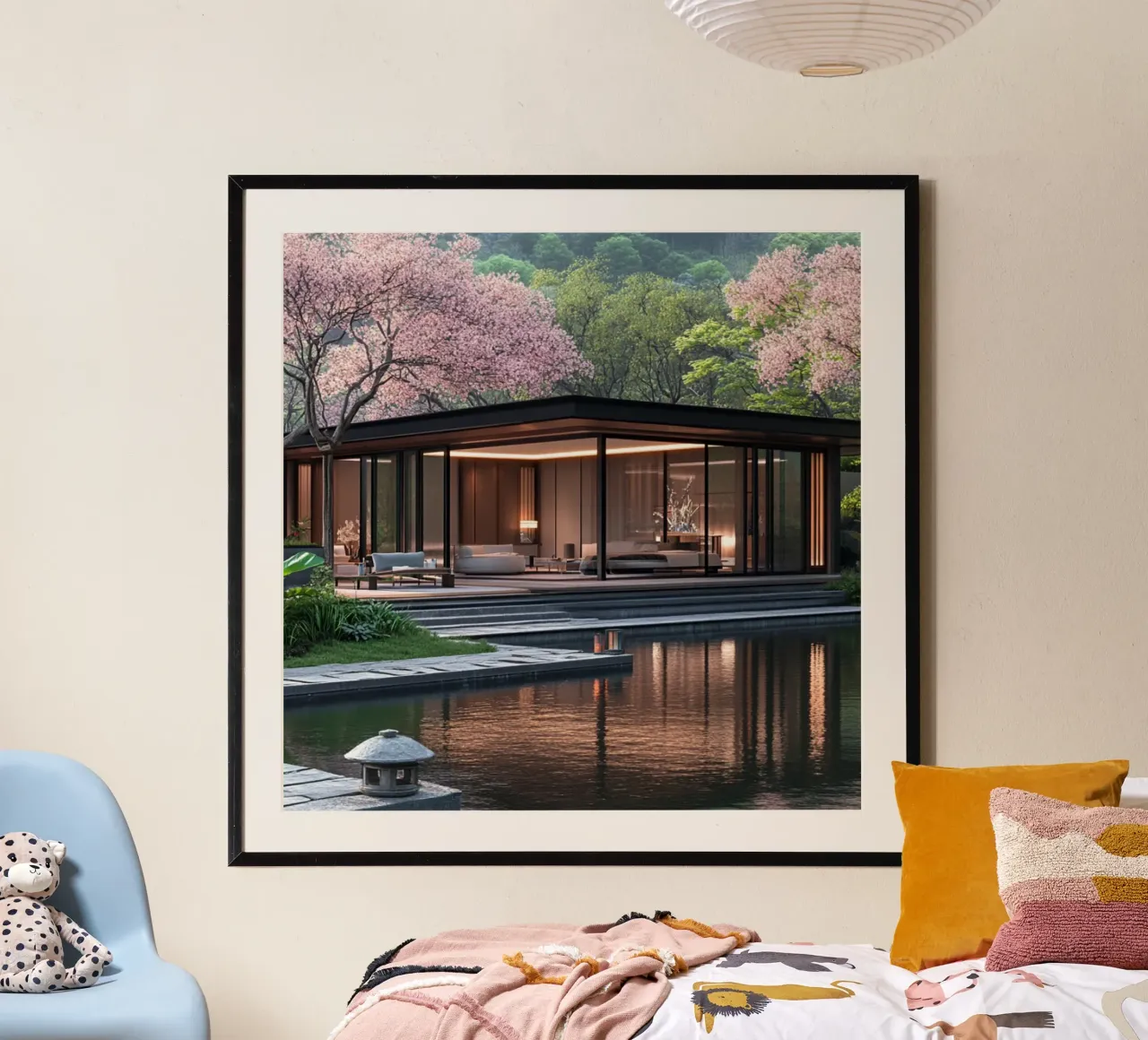 Essenza del Giappone poster con telaio in legno da Wanderlust Vibes