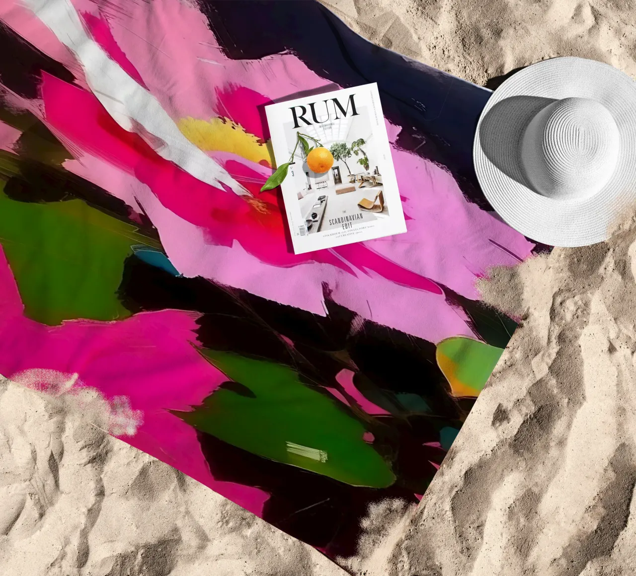 Blumen_rosa_1 strandhanddoek van Farb- und Blütenzauber by LK