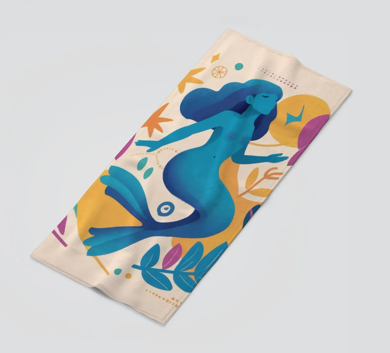 Blaue Figur Tanz Strandtuch von Hollow Years