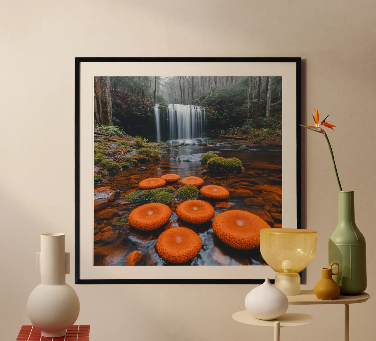 Essenza del Giappone poster con telaio in legno da Wanderlust Vibes