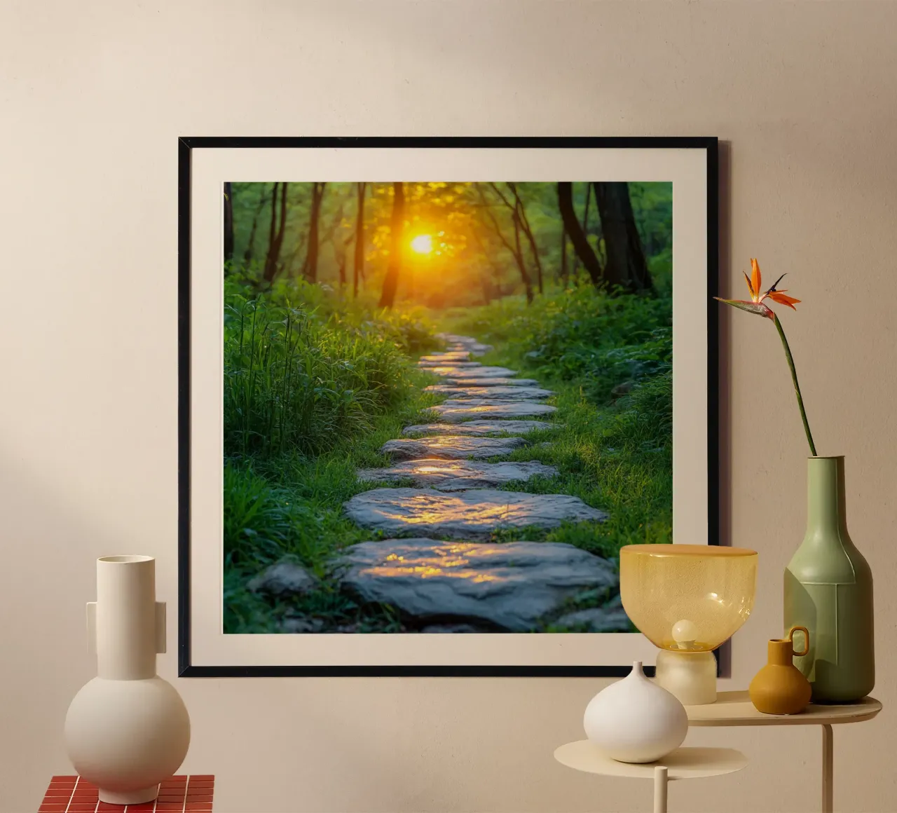 Essenza del Giappone poster con telaio in legno da Wanderlust Vibes