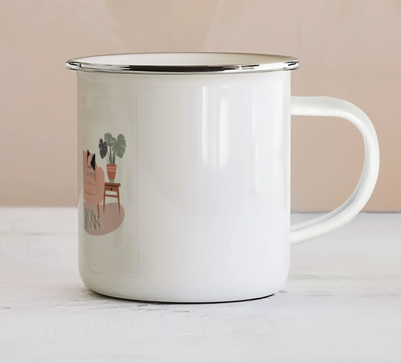 Divano rosa Sedia verde tazza in smalto da Hollow Years