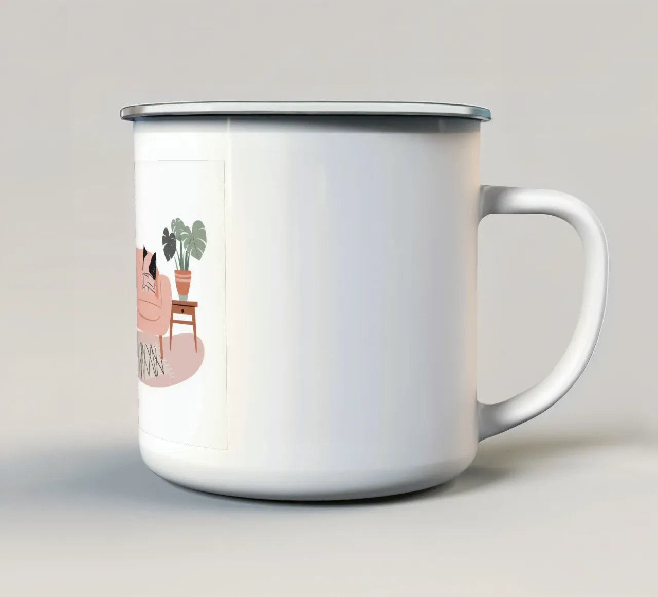 Divano rosa Sedia verde tazza in smalto da Hollow Years