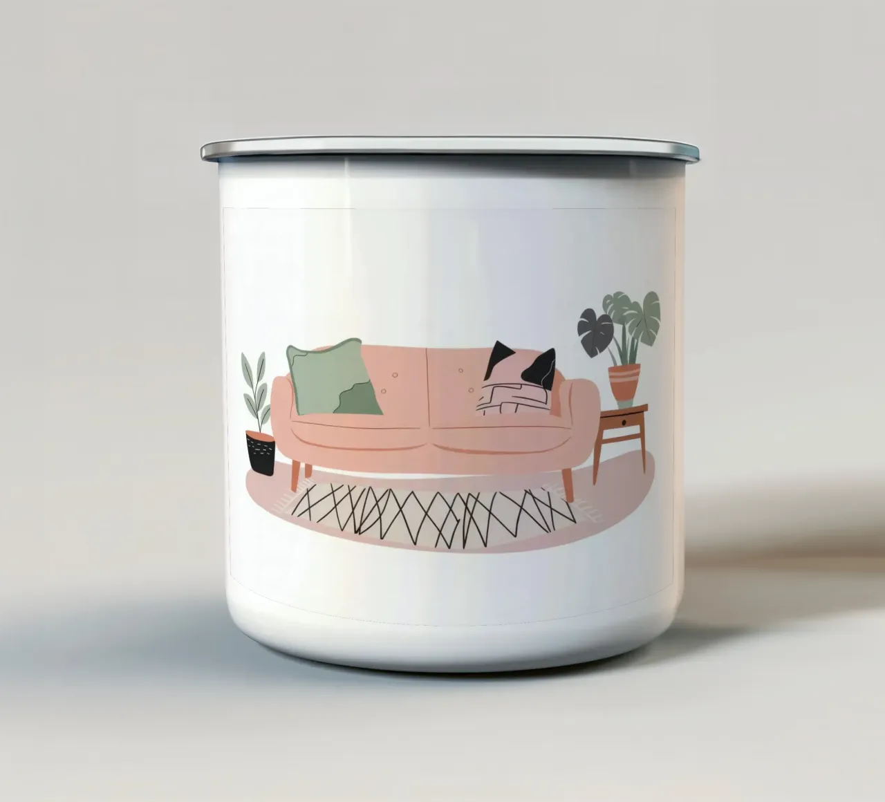 Divano rosa Sedia verde tazza in smalto da Hollow Years