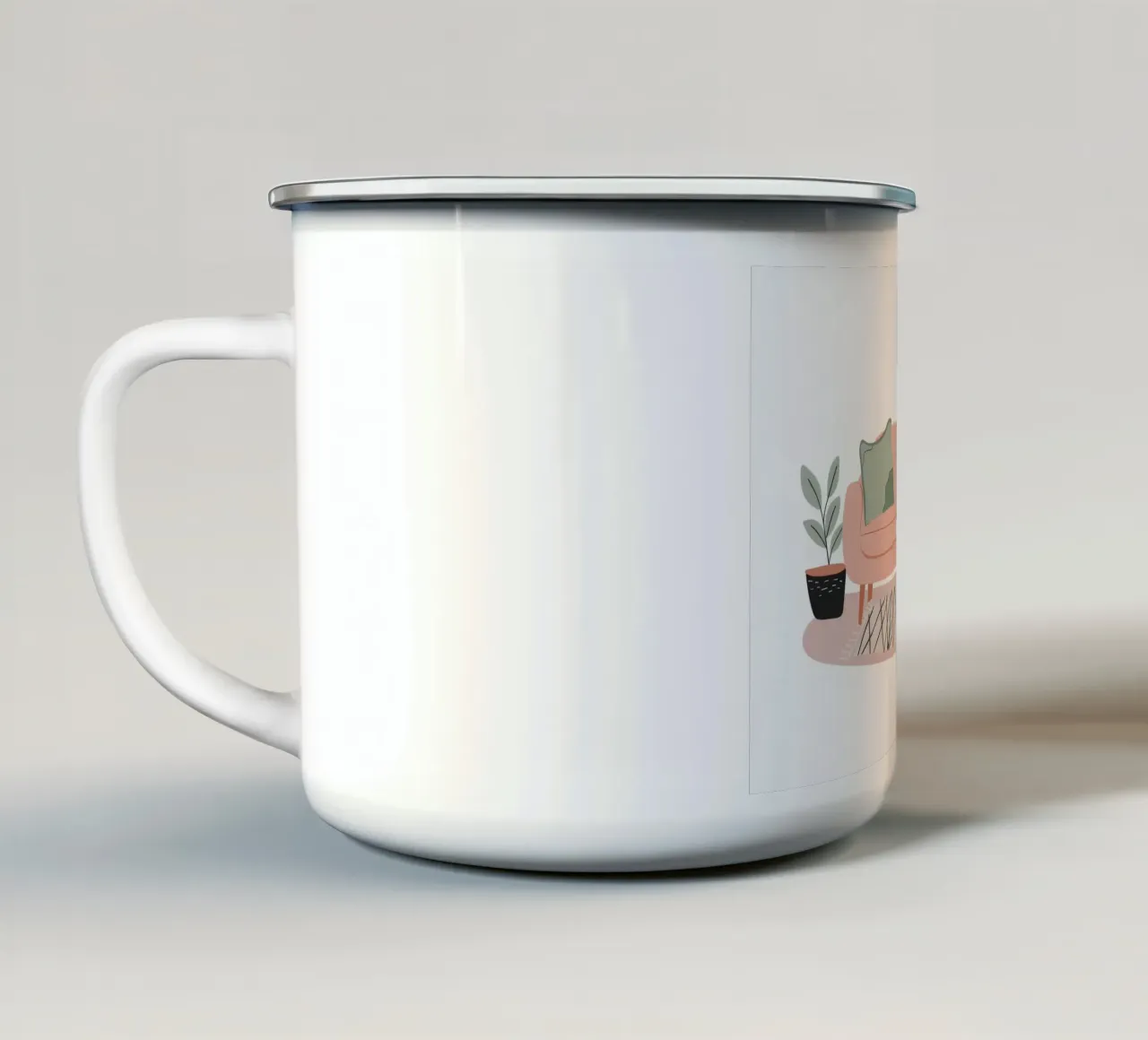 Divano rosa Sedia verde tazza in smalto da Hollow Years