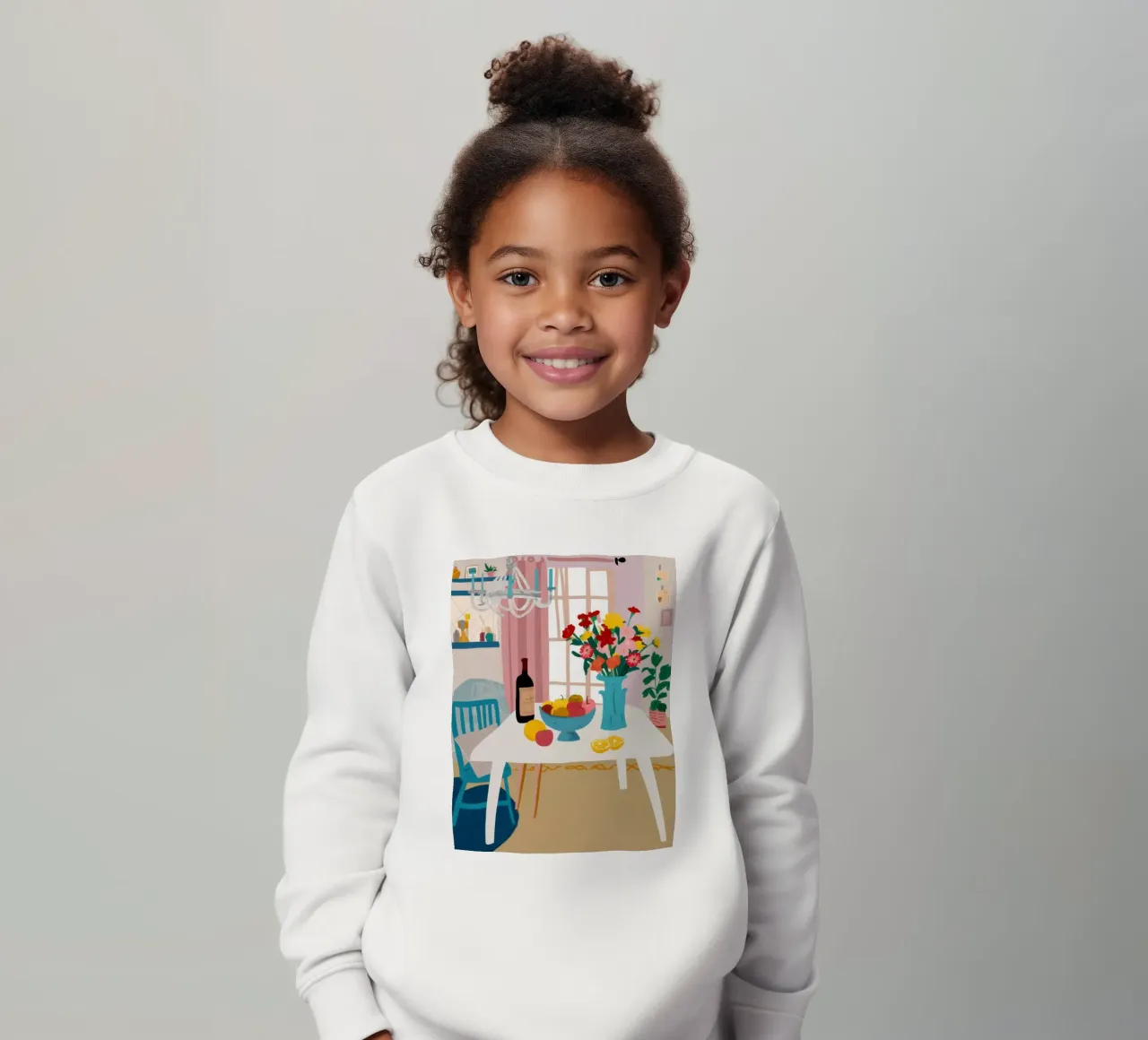 Dinner Table Flowers kids sweatshirt by Hollow Years
