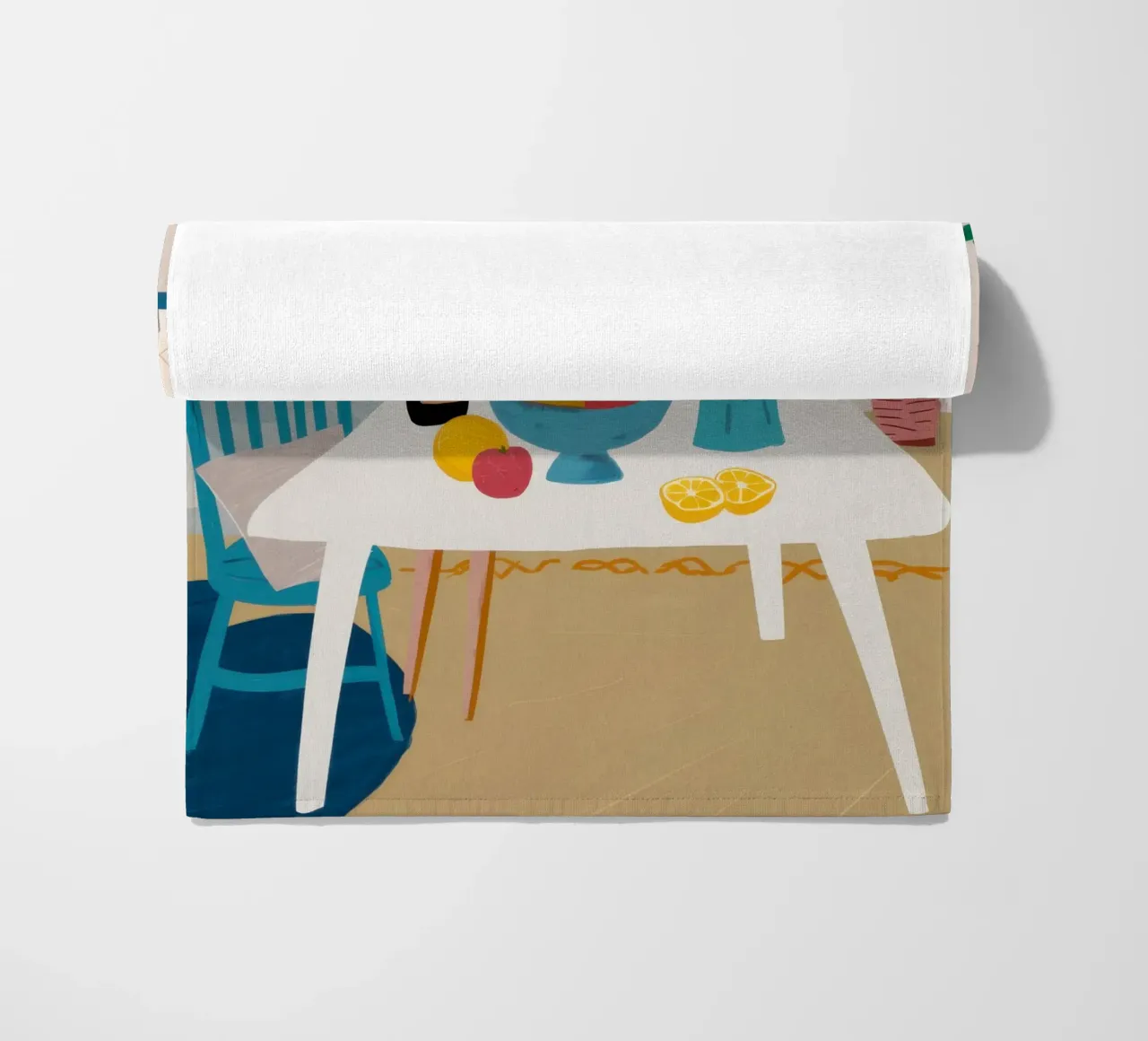 Dinner Table Flowers beach towel by Hollow Years