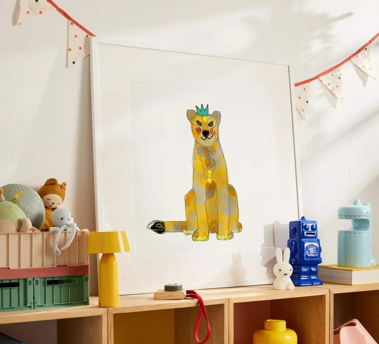 The Animal Royals - Queen Leona poster met kunststof frame van DesignDoula Illustration