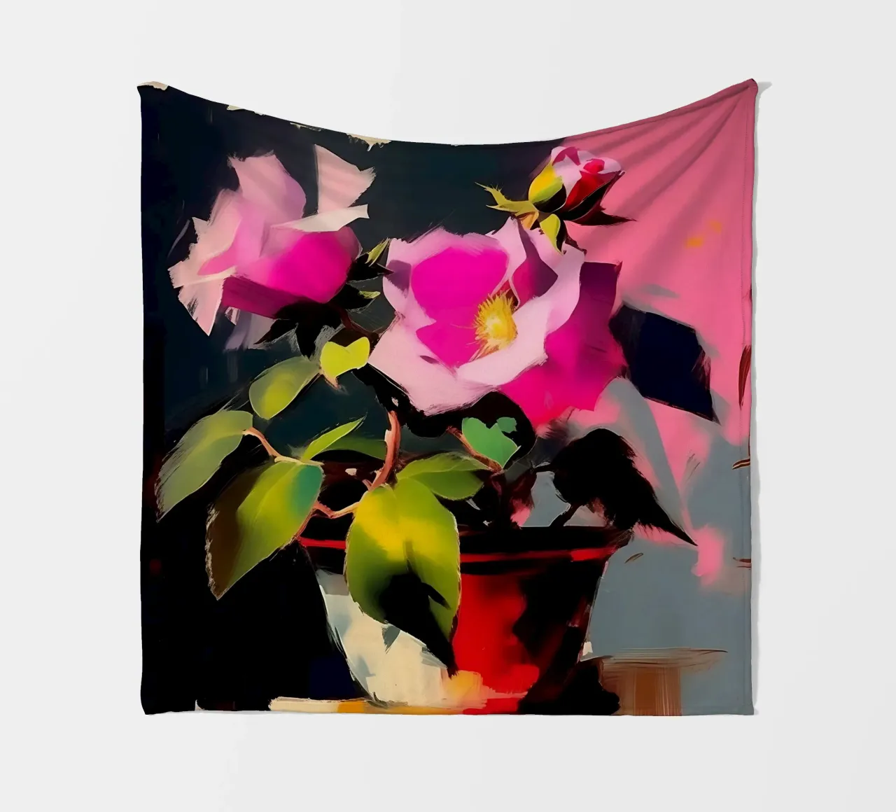 Blumen_rosa_2 Fleecedecke von Farb- und Blütenzauber by LK