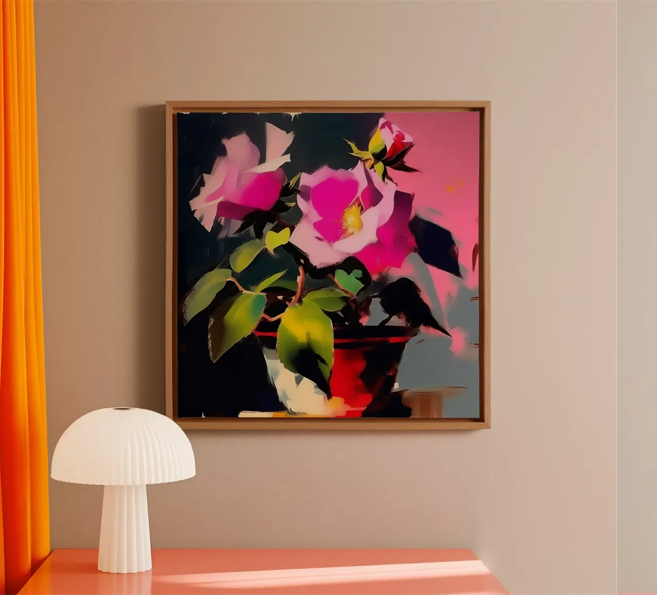 Blumen_rosa_2 canvas met Baklijst van Farb- und Blütenzauber by LK
