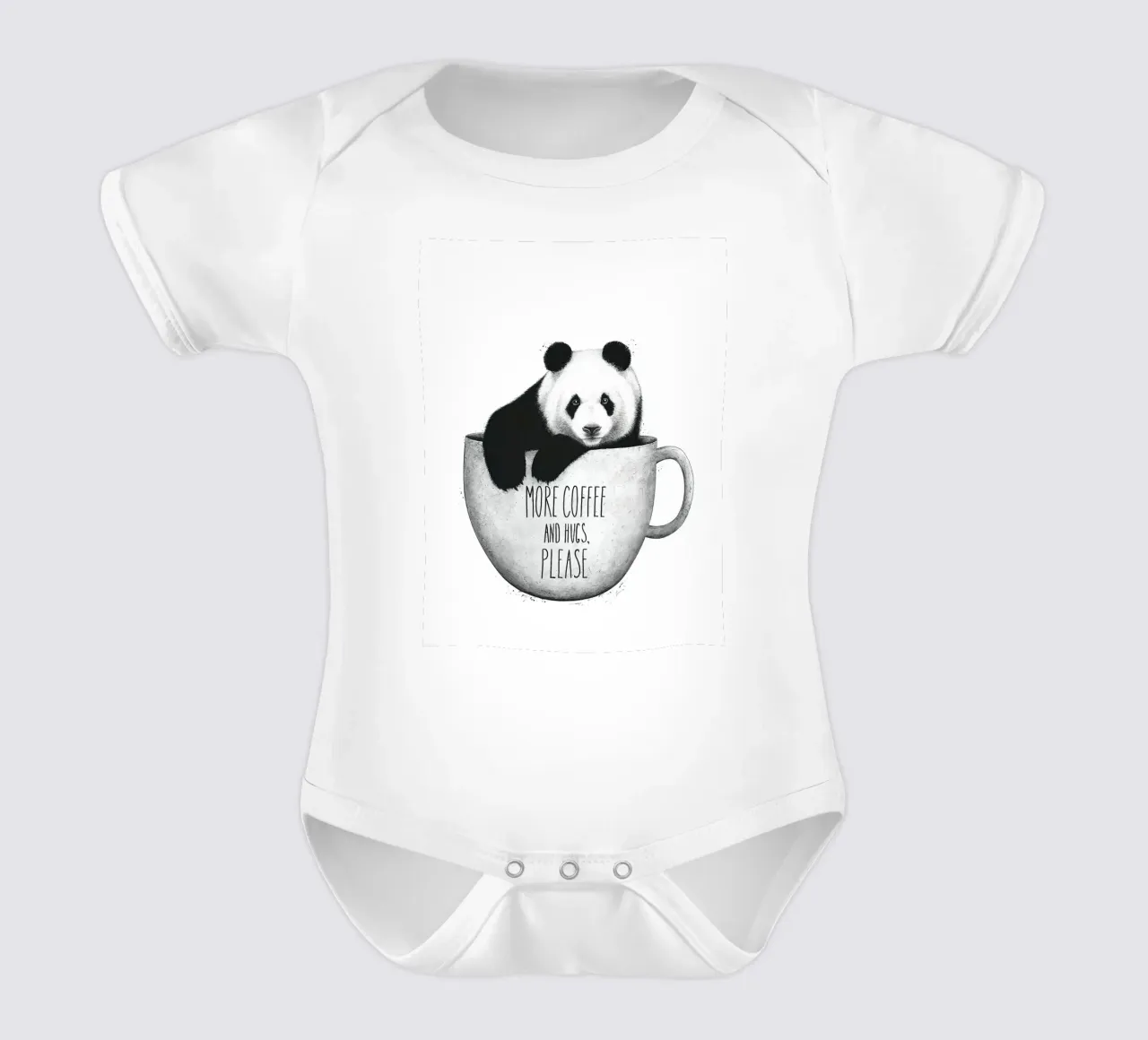 Panda With Coffee body neonato maniche corte da lennytravers