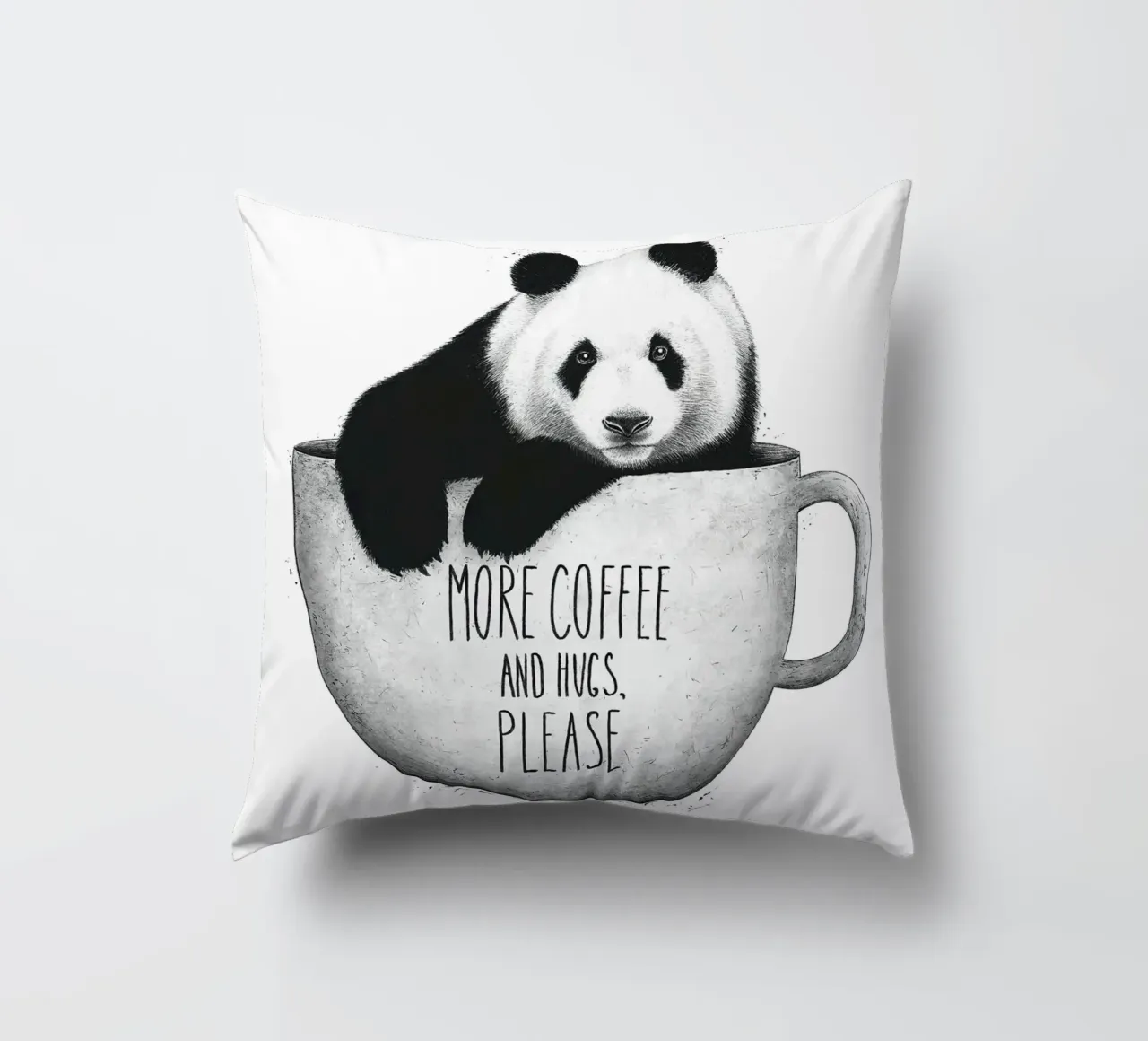 Panda With Coffee cuscino da lennytravers