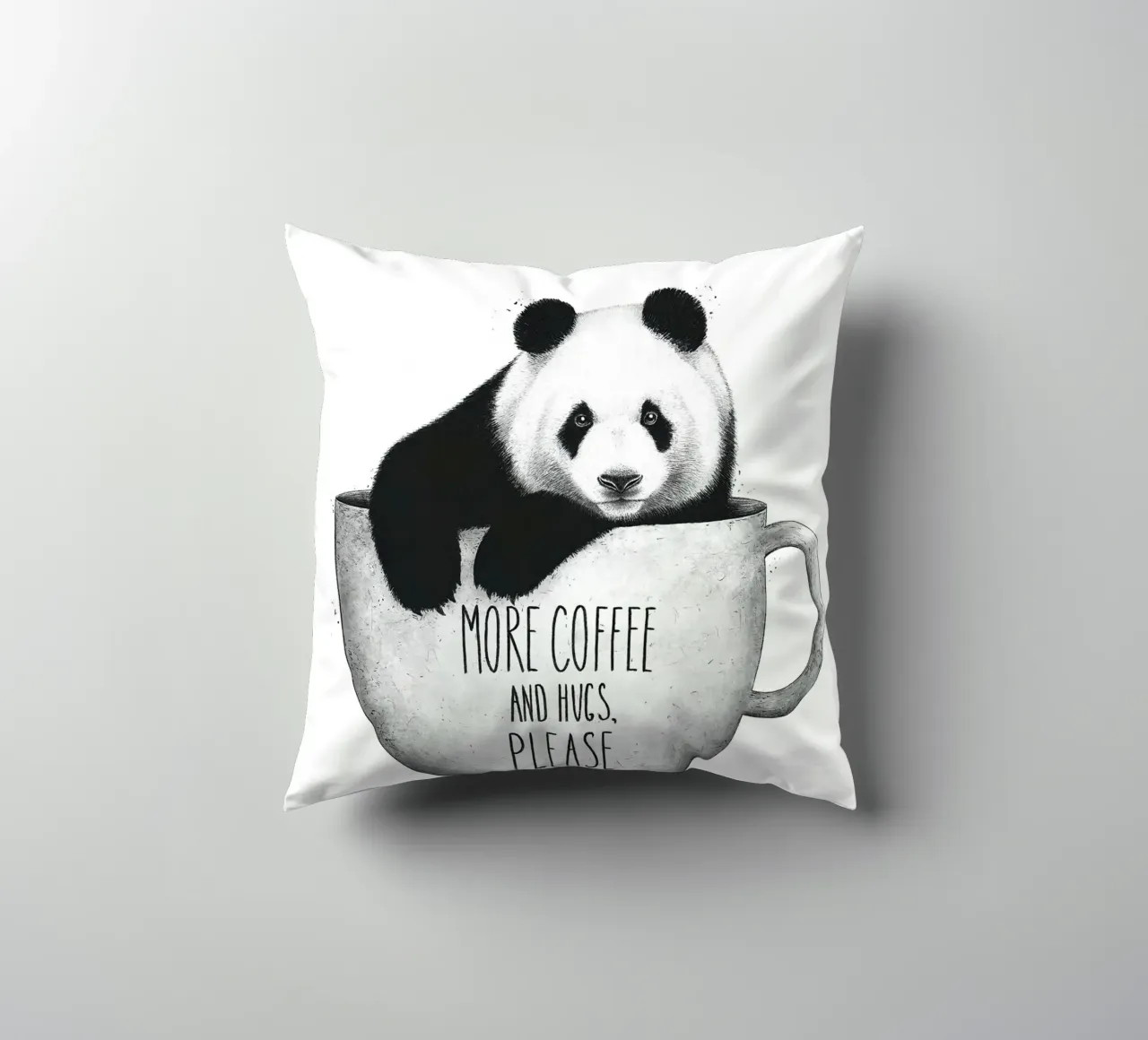 Panda With Coffee cuscino da lennytravers
