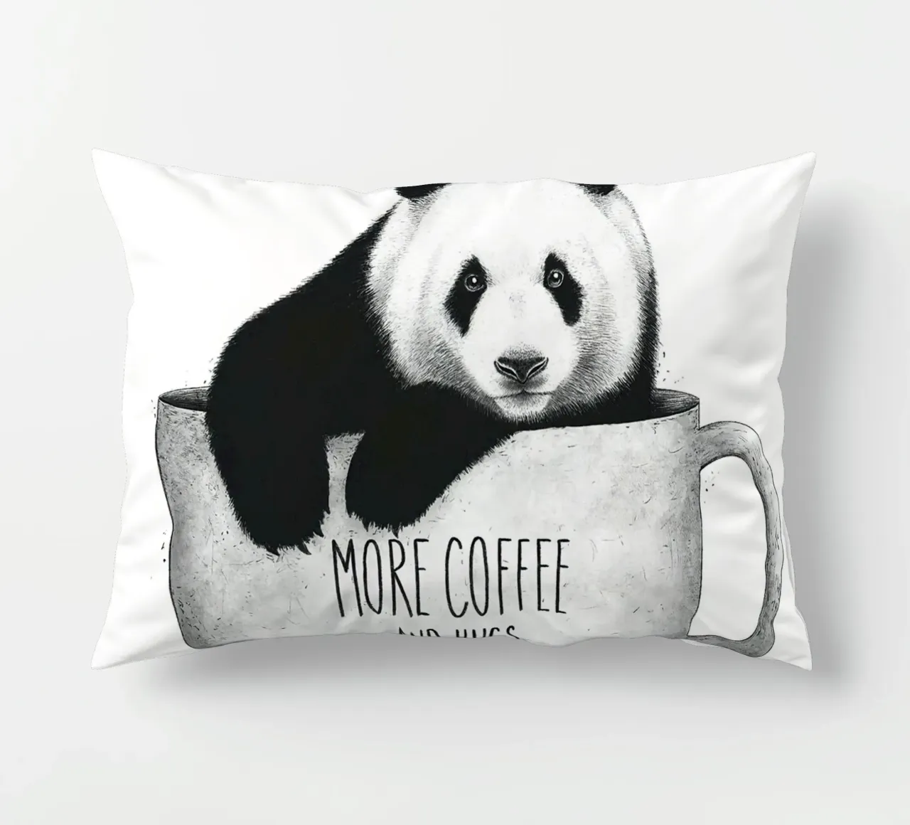 Panda With Coffee cuscino da lennytravers