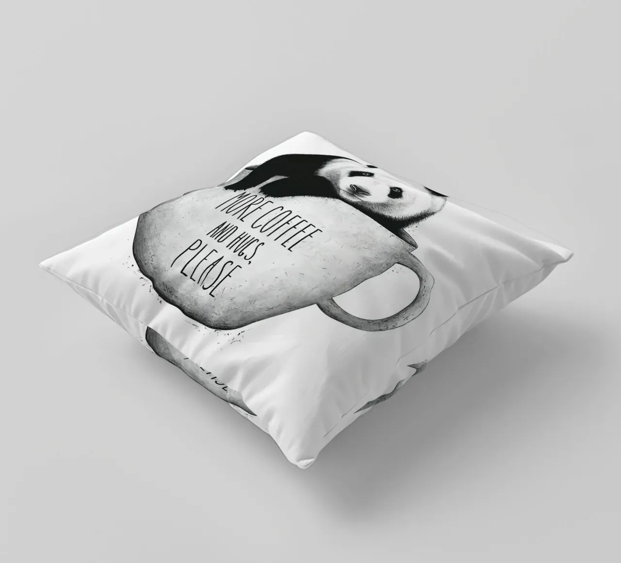 Panda With Coffee cuscino da lennytravers