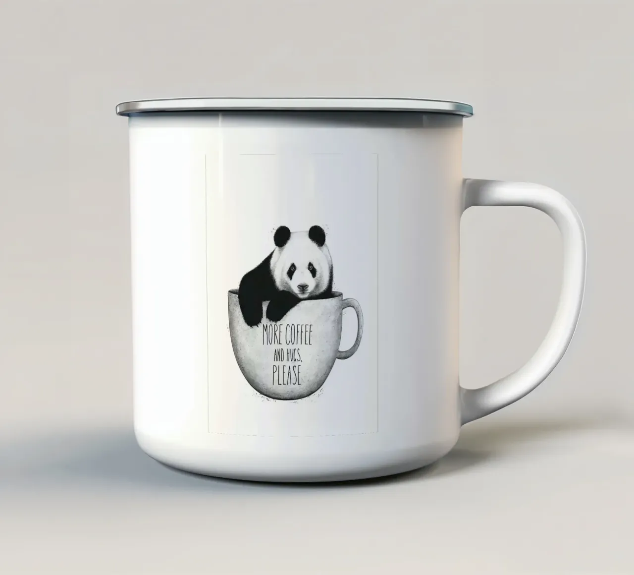 Panda With Coffee tazza in smalto da lennytravers
