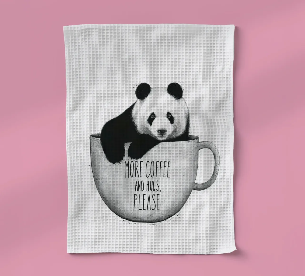 Panda With Coffee canovaccio da cucina da lennytravers