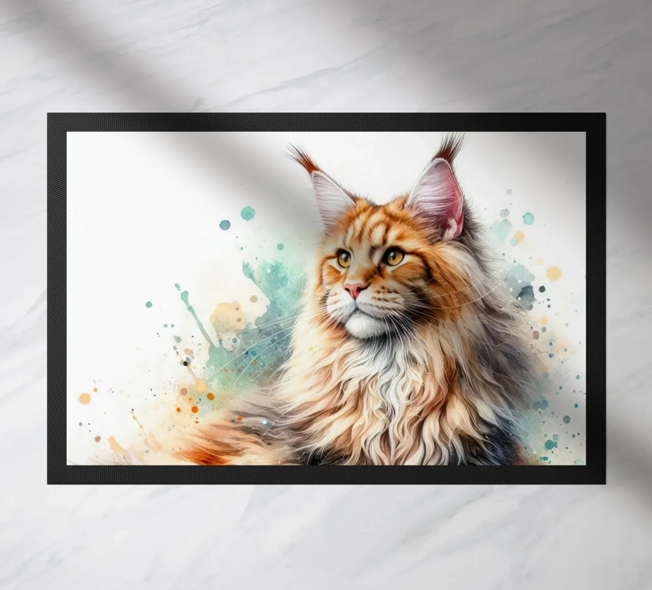 Ritratto di gatto Maine Coon ad acquerello zerbino da 🥝 KIWI STORE