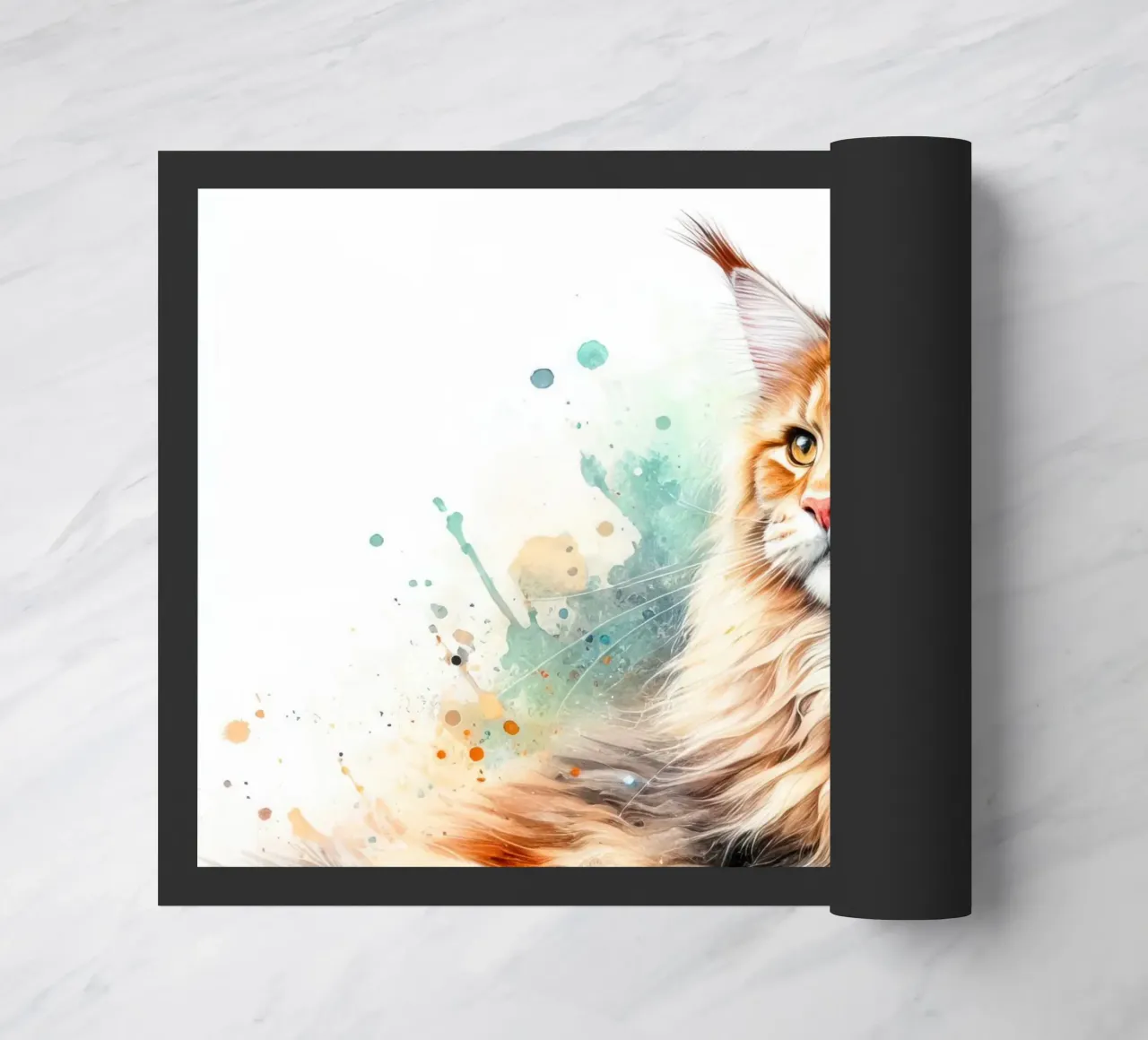 Ritratto di gatto Maine Coon ad acquerello zerbino da 🥝 KIWI STORE