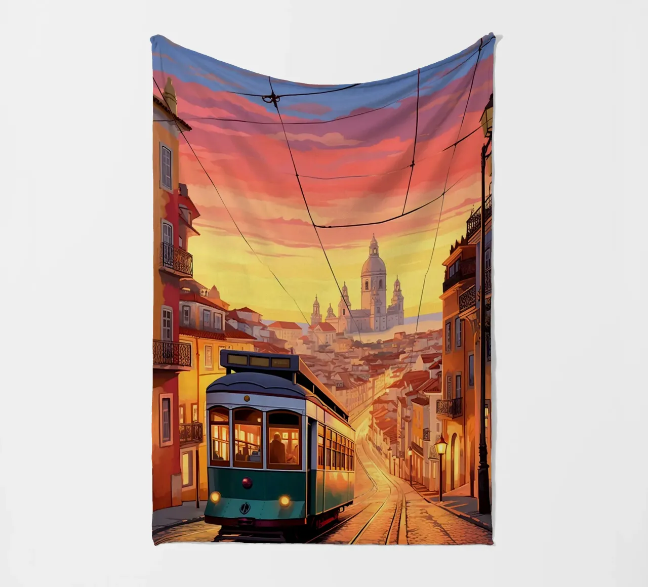 Lisbon Travel Art fleece blanket by lawrencearmstron