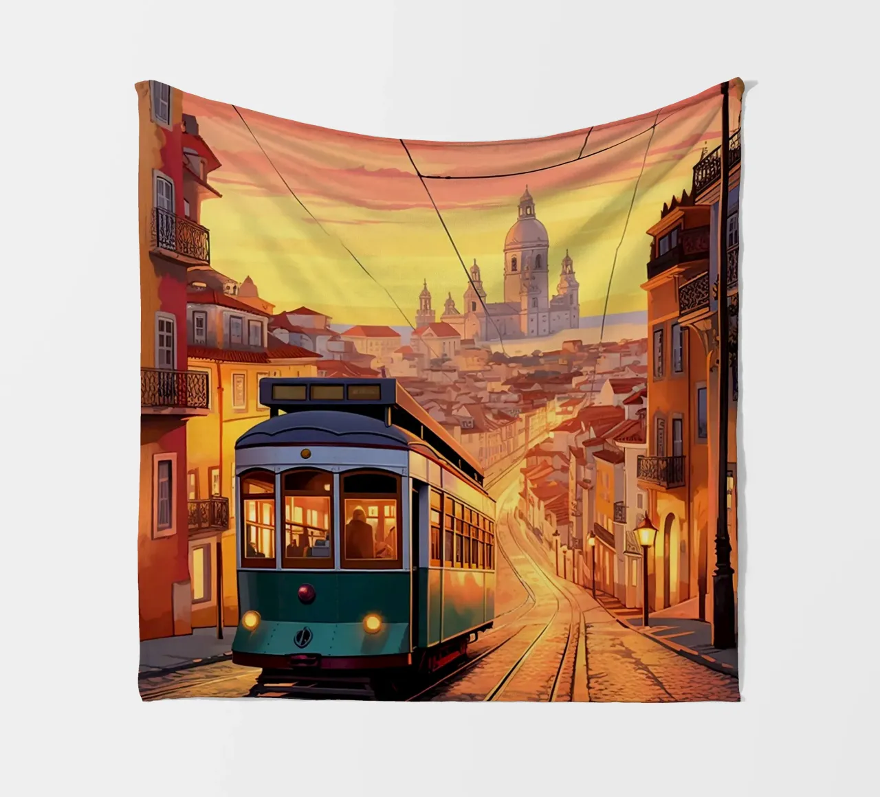 Lisbon Travel Art fleece blanket by lawrencearmstron