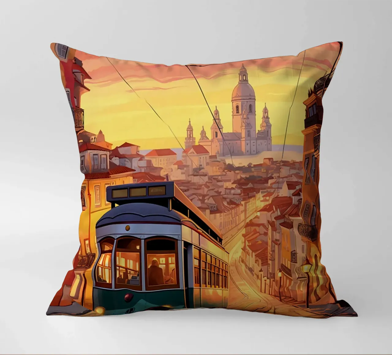 Lisbon Travel Art cuscino da lawrencearmstron
