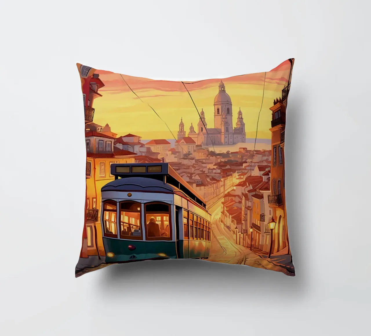 Lisbon Travel Art cuscino da lawrencearmstron