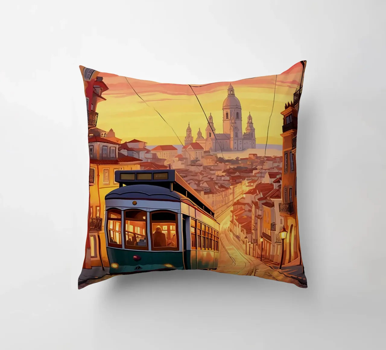 Lisbon Travel Art cuscino da lawrencearmstron