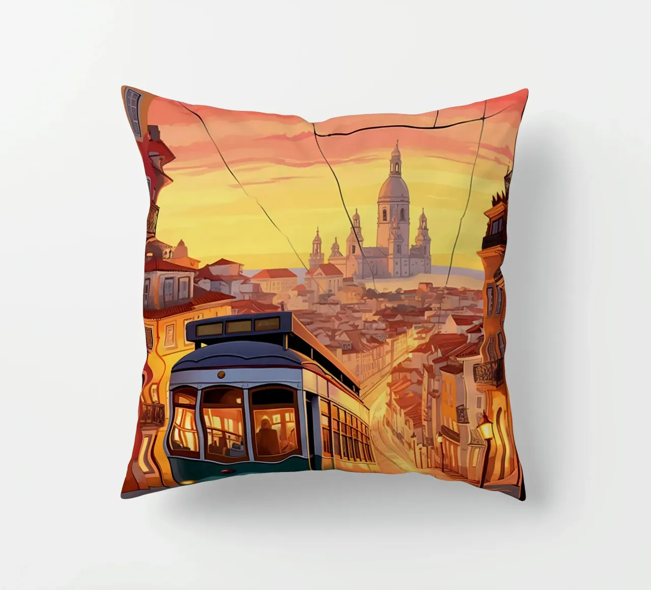 Lisbon Travel Art cuscino da lawrencearmstron