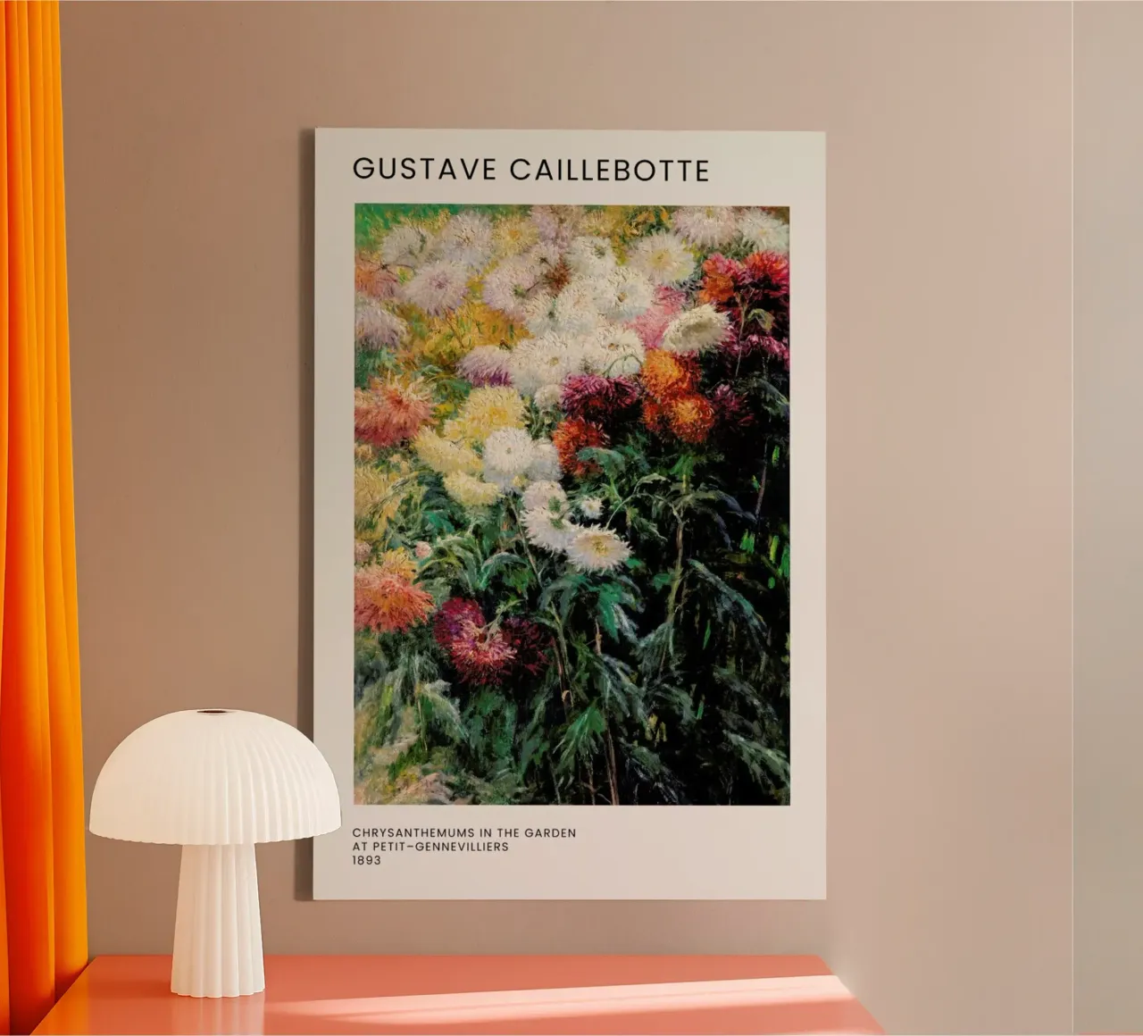 Caillebotte - Chrysanthemums in the Garden canvas met Baklijst van Vintage by JUNIQE