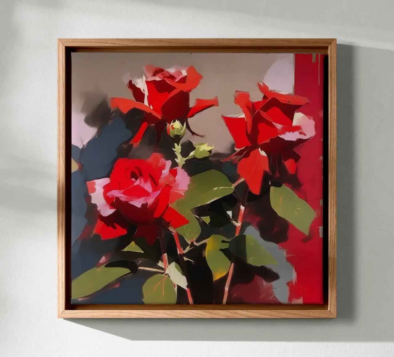 Blumen_rot_2 tela con Cornice a cassetta da Farb- und Blütenzauber by LK