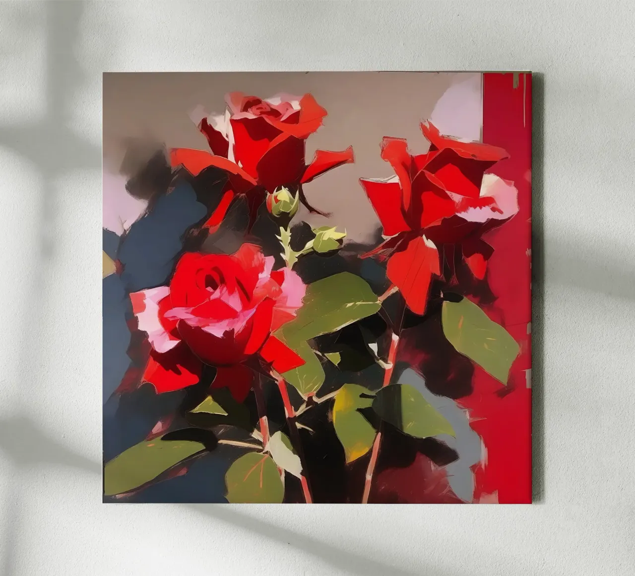Blumen_rot_2 tela con Cornice a cassetta da Farb- und Blütenzauber by LK
