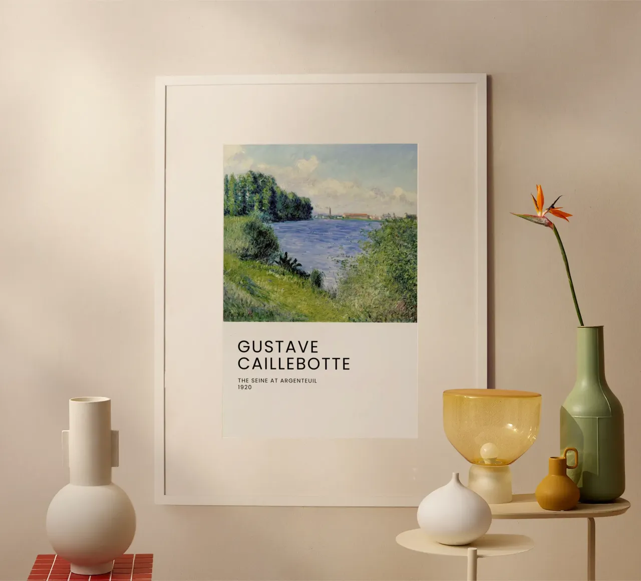 Caillebotte - The Seine at Argenteuil poster con telaio in plastica da Vintage by JUNIQE