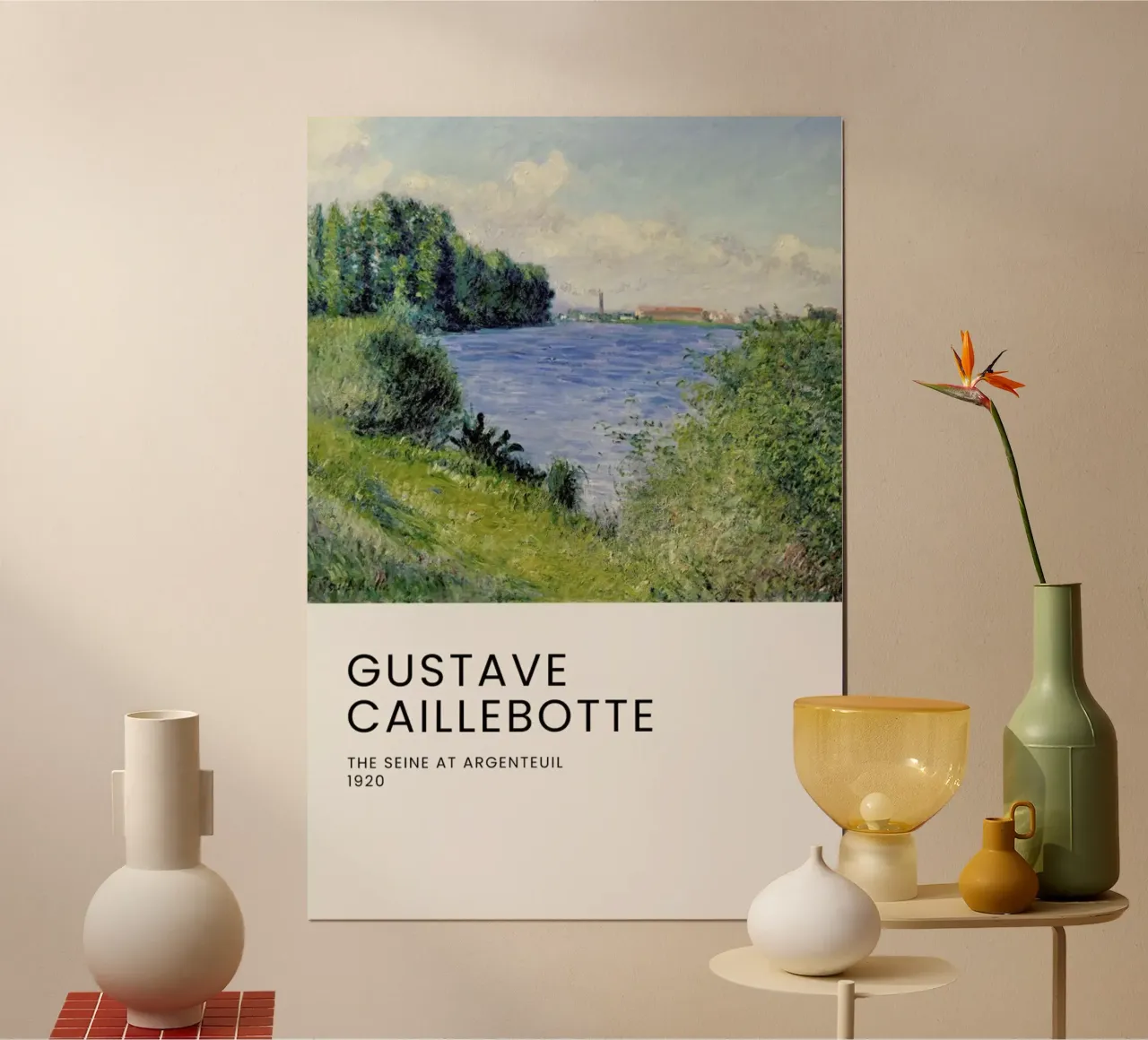 Caillebotte - The Seine at Argenteuil poster con telaio in plastica da Vintage by JUNIQE