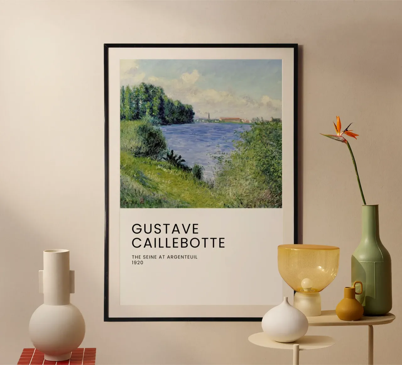 Caillebotte - The Seine at Argenteuil poster con telaio in plastica da Vintage by JUNIQE