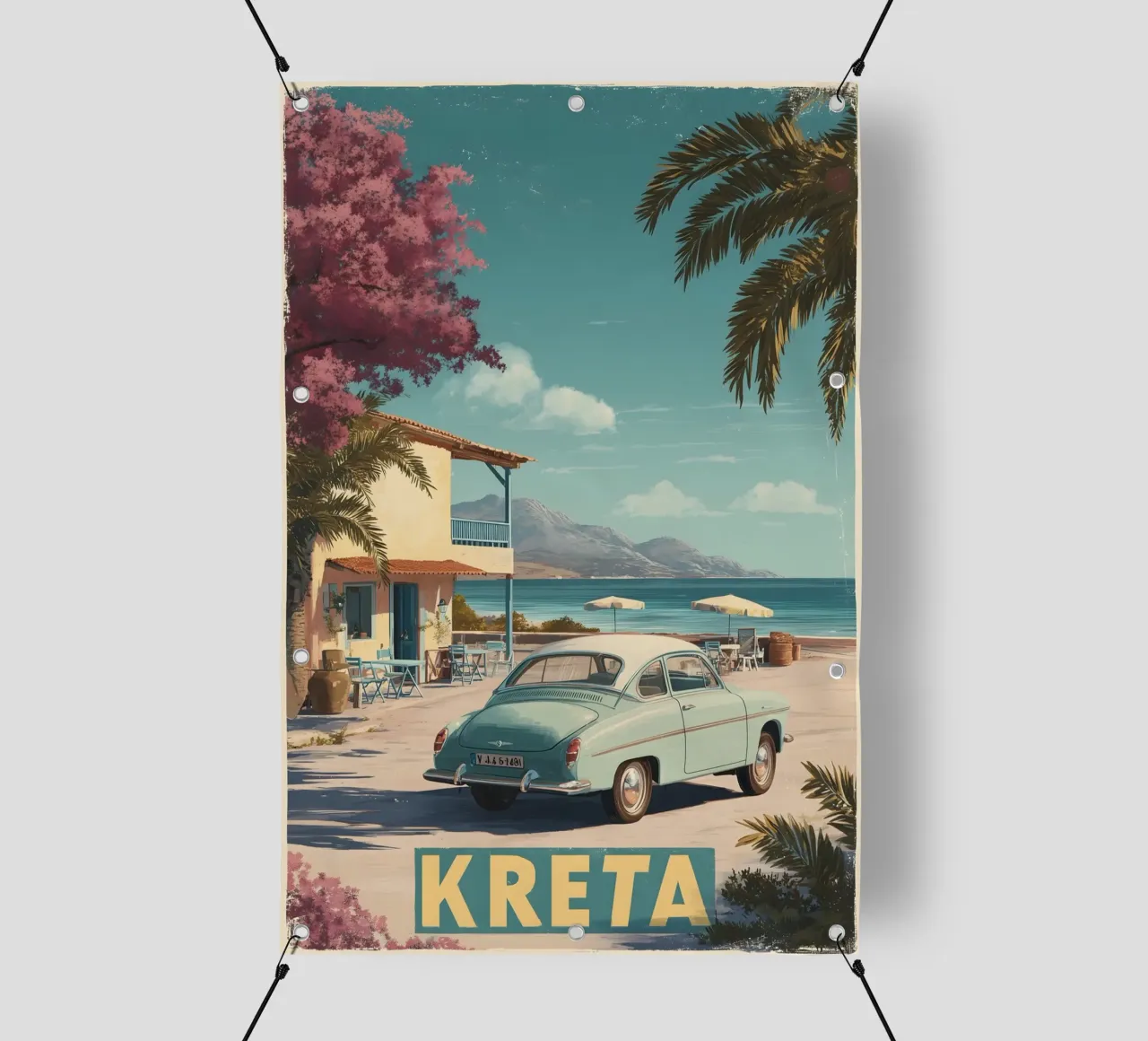 Creta auto d'epoca telo in pvc da Vintage Travel Art