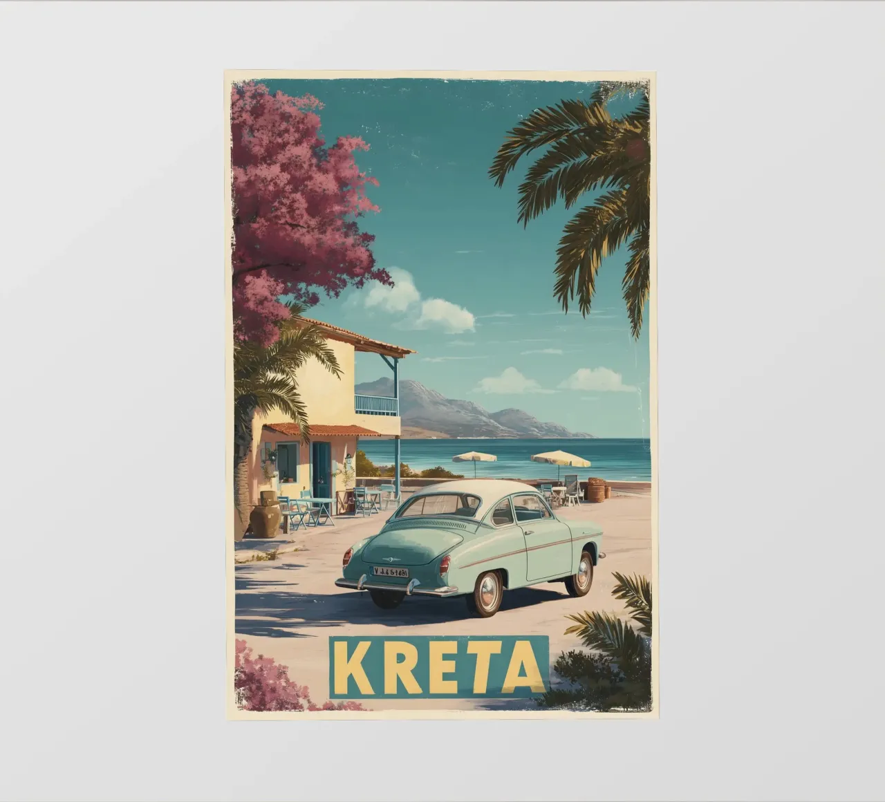 Creta auto d'epoca telo in pvc da Vintage Travel Art