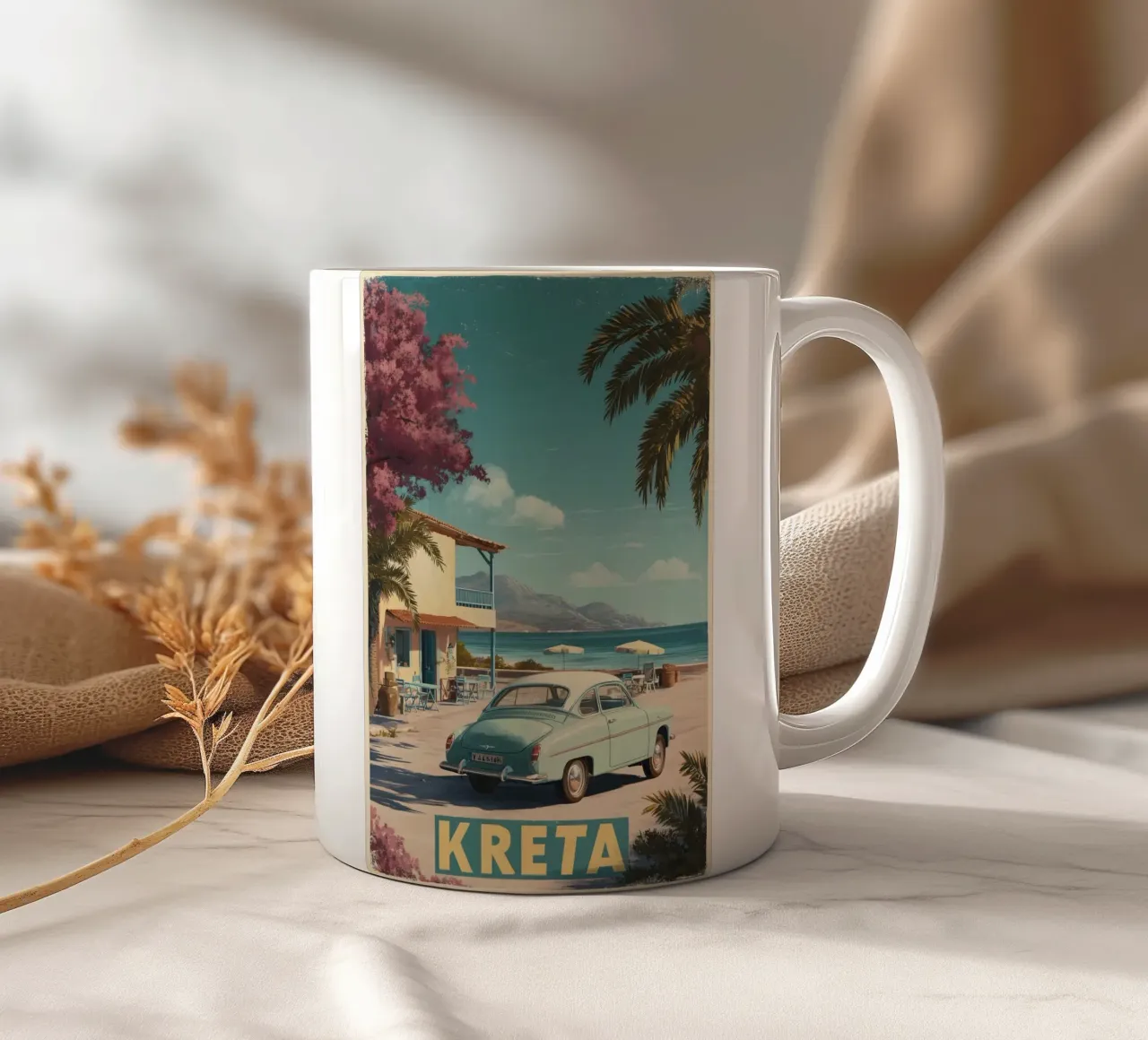 Creta auto d'epoca tazza in ceramica da Vintage Travel Art